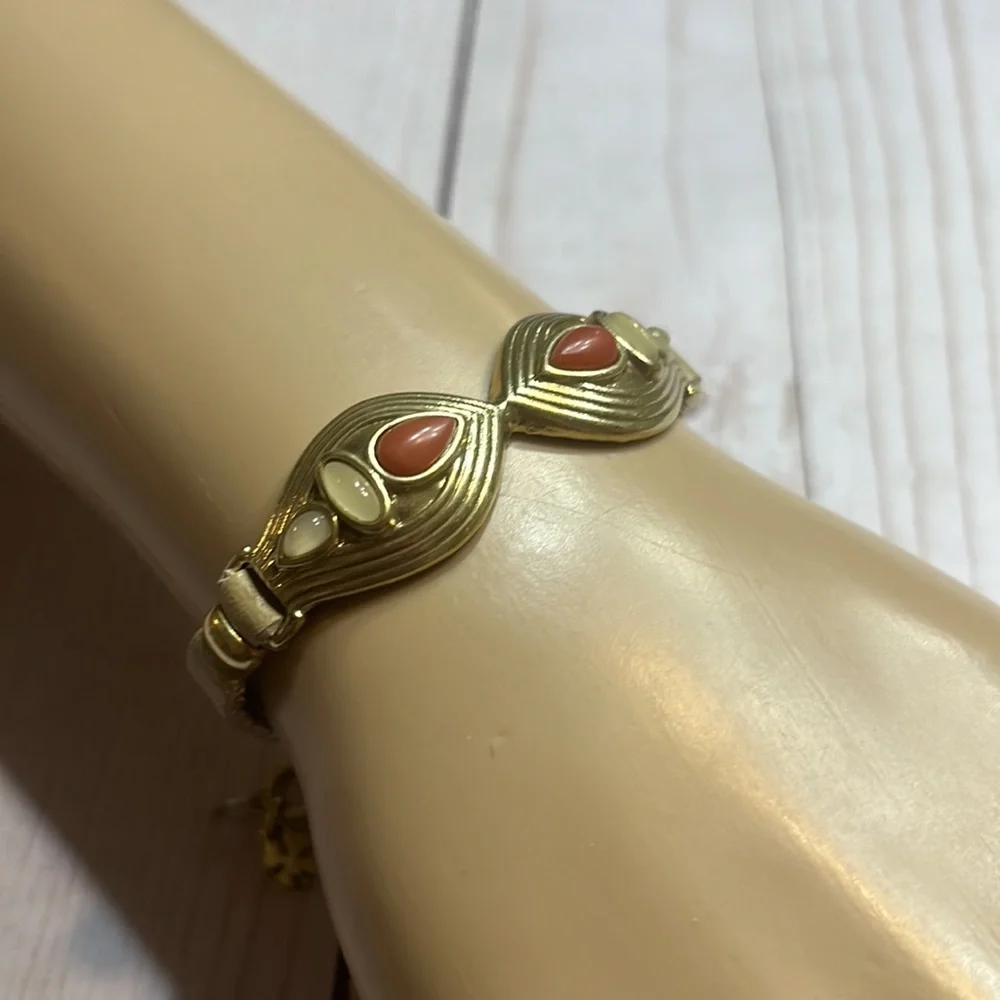 Lucky Brand Leather and Stone Bracelet with Gold toned clasp
